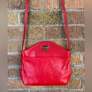 Vtg Easy Spirit Bright Cherry Red Leather Crossbody Purse Handbag Valentines